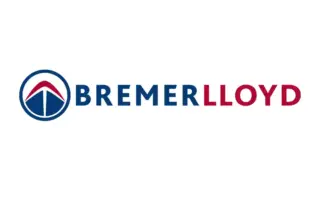 BremerLloyd-Logo mit einem geometrischen Symbol, das einem stilisierten Schiff in einem Kreis ähnelt, gefolgt von dem Firmennamen in Großbuchstaben.
