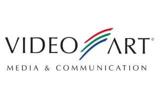 Logo für Video Art Media & Communication, das den Firmennamen mit drei geschwungenen Linien in Rot, Grün und Blau über dem Buchstaben "A" zeigt.